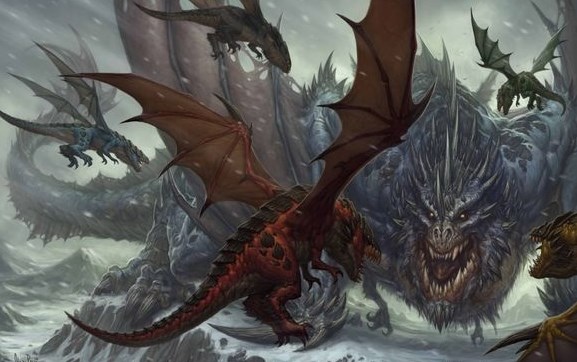 魔兽小说巨龙之晓的插图,在泰坦赐福之前,龙族就是始祖龙,五个龙王是